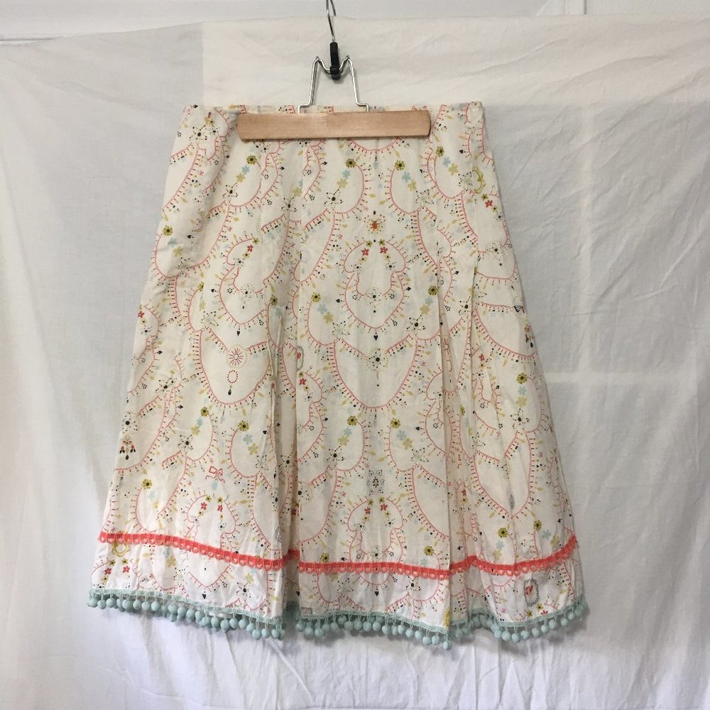 Cynthia Steffe Patterned Skirt with Blue Trim